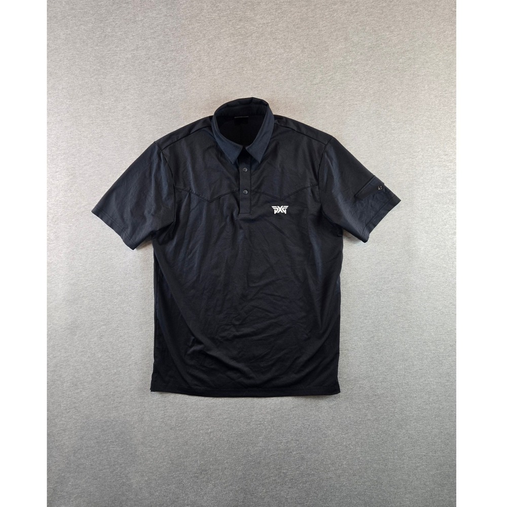 PXG Polo Shirt Mens Small Black Western Yoke Short‎ Sleeve Golf MF22ATP1-22CF